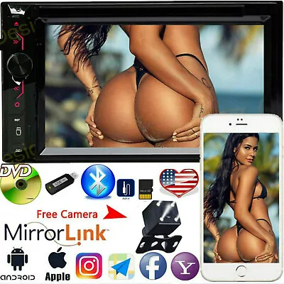 6.2  2Din Car Stereo Radio CD DVD Player Bluetooth MirrorLink-GPS W/ Rear Camera • $100.69