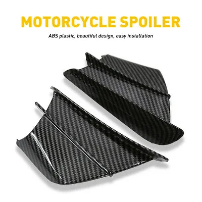 LH & RH Motorcycle Side Fairing Winglet Wing Kit Spoiler Carbon Fiber Universal • $23.99