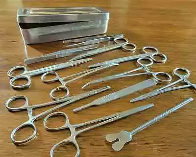 12 Piece Surgical Tool Set With Steel Box Vintage Medical Style Oddities • $42