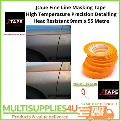 J Tape Fine Line Orange Masking Tape Detailing Heat Resistant 9mm X 55m • £6