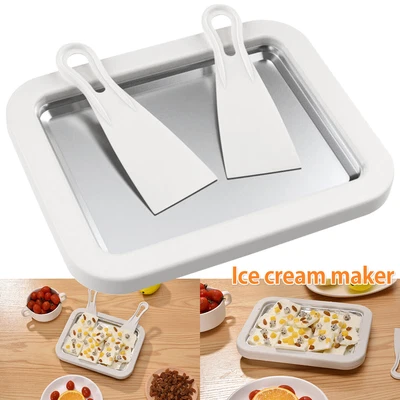 $35.32 • Buy Ice Cream Maker Pan With 2 Scrapers Ice Cream Maker Plate Multifunctional KimKK