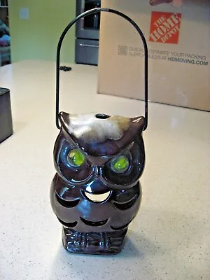 Vtg 1970s INARCO Japan Owl Lantern Candle/Votive Holder Sticker Halloween Handle • $25
