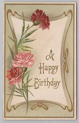 Greetings~Red & Pink Flowers Birthday Greeting~Vintage Postcard • $1.35