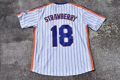 New! Darryl Strawberry New York Mets White Pinstripe Baseball Jersey Men's Large • $45