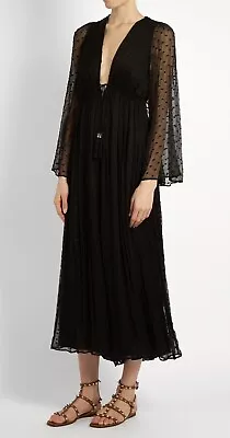 Zimmermann Gossamer Black Silk Embroidered Sleeve Jumpsuit Sz 0 1  6-12 Rrp$750 • $220