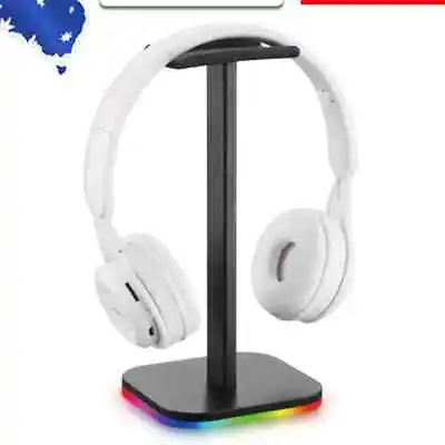 $16.06 • Buy RGB Gaming Headphone Stand Headset Desk Display Holder LED Base/USB Pickup Light