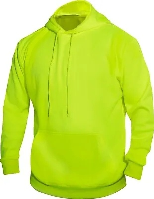 Neon Green High Vis Solid Hooded Performance Sweatshirt • $37.99