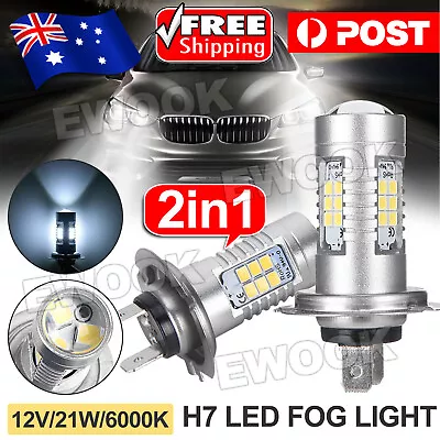 1Pair H7 LED 12V 21W Headlight Globes Xenon 6000k Car White Front Fog Light Bulb • $9.95