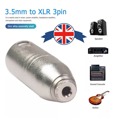 3Pin XLR Female To 3.5mm Jack TRS Male Stereo Socket Audio Adapter Mic Converter • £6.29