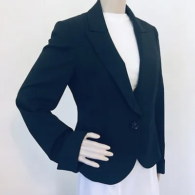 MINT!  Lafayette 148 SZ 6  Dark Gray Stretch Wool Jacket Coat Blazer Lined  • $39.95