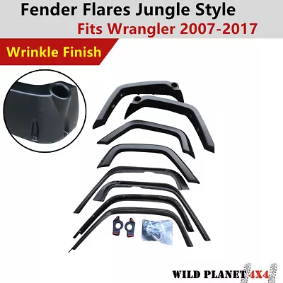 Jungle Style Fender Flares For Jeep Wrangler JK 2007-18 4 Door Wrinkle Finish • $438.90