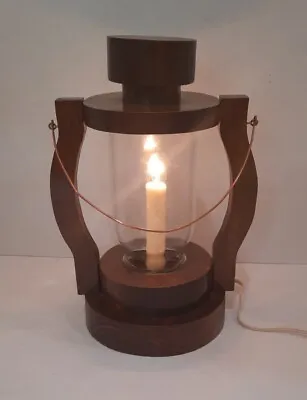 Vtg Wood Electric Lantern. Farm House. Handmade Lamp. Mason Ball Jar  • $19.99
