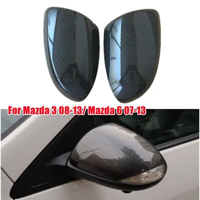 For Mazda 3 Mazda 6 2007-2013 Carbon Fiber Clip On Door Side Mirror Cover Cap • $57.84