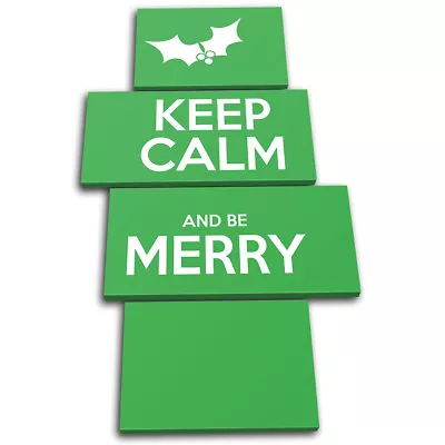 Keep Calm Green  Christmas MULTI CANVAS WALL ART Picture Print • £39.99