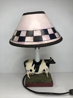 Warren Kimble Country Farm Cow Hallway Kitchen Foyer Lamp With Checkered Shade • $26