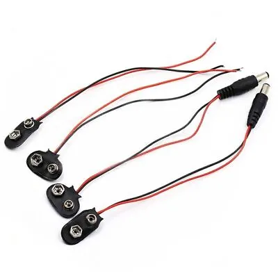 10pcs 9V Battery Snap Clip Connector 150mm Wire Leads 2.1mm DC Power Cable Jack • $9.03
