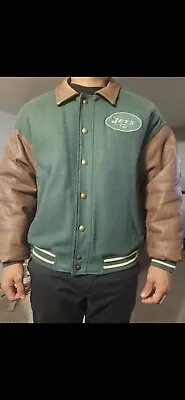 New York Jets Starter Jacket Vintage 90's Brown Leather Pro Line Aaron Rodgers • $300