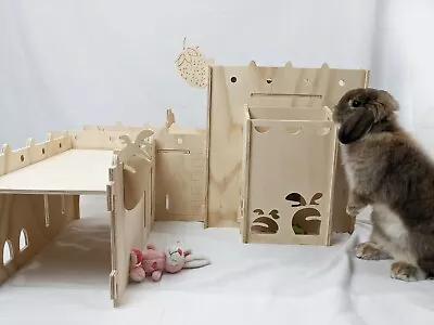 Modular Birch Plywood Bunny Playset Hideout Maze & Feeder Tower Combo • $240