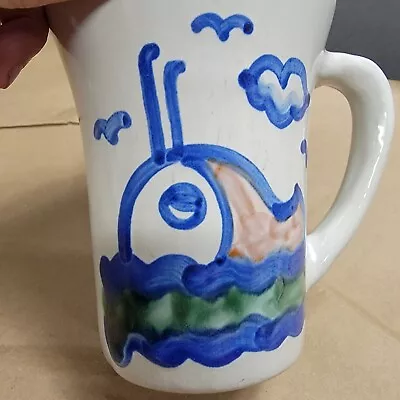 M A Hadley Whale Pottery Large Flared Coffee Cup Mug Low Tide  • $29.99
