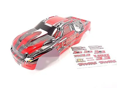 Traxxas T-Maxx 3.3 4907 Extended Chassis Red Black Body Shell With Decal Sheet • $25.99