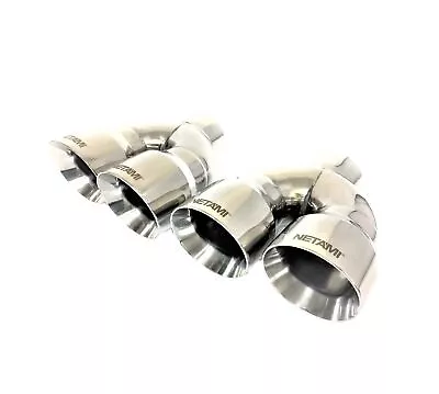 NETAMI 3  Inlet Exhaust Tips 4  Quad Staggered Outlet Double Wall Stainless S... • $169.59