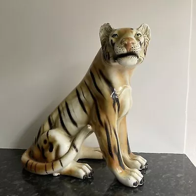 Large Figurine Vintage Ceramic Tiger 36cm Tall • £70