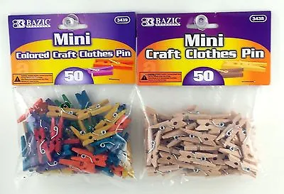  Mini Natural And Colored 1 Inch Clothes Pin - 50 Per Pack - 100 Total  • $7.98