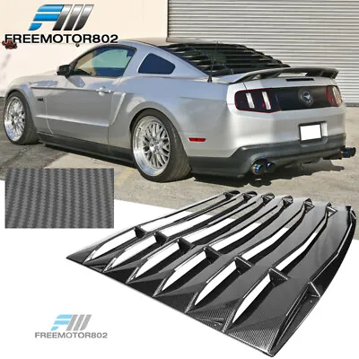 Fits 05-14 Ford Mustang Rear Window Louvers Carbon Fiber Print Rain Sun Guard • $319.99