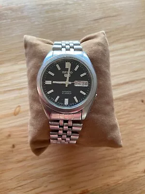 Seiko 5 7s26-00x0Day/Date Automatic 21 Jewel Black Chequered DialMensVintage • £49.99