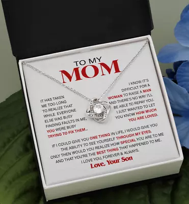 Mother's Day Gift For Mom To My Mom Love Knot Necklace From Son Mom Necklaces • $17.99