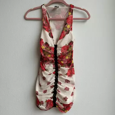 Vintage Jean Paul Gaultier Ruched Floral Sleeveless Early 2000’s Y2K Size Medium • $150