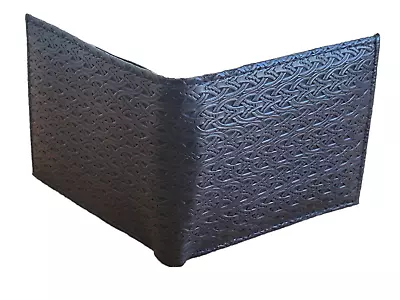 Black Embossed Vegan Leather Wallet Leather Printed Bifold Wallet Celtic Knit • $8.97