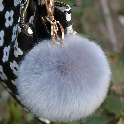 Pom Pom Fur Grey Charm Handbag Keyring Soft Furry DISCOUNT **SALE** UK Seller • £3.89