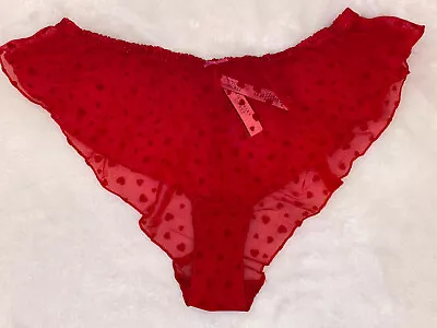 Victoria's Secret Panties Shortie Panty Flutter Ruffle Red Heart Mesh Small S • $12