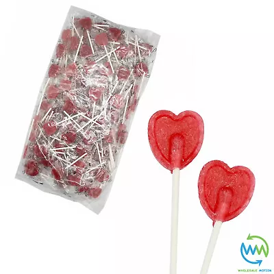 HEART LOLLIPOPS Sweets VALENTINES DAY Candy Love WEDDING Heart Red CHERRY LOLLY • £44.99