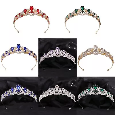 3.6cm Tall Crystal Wedding Bridal Queen Princess Prom Tiara Crown 8 Colours • £10.20