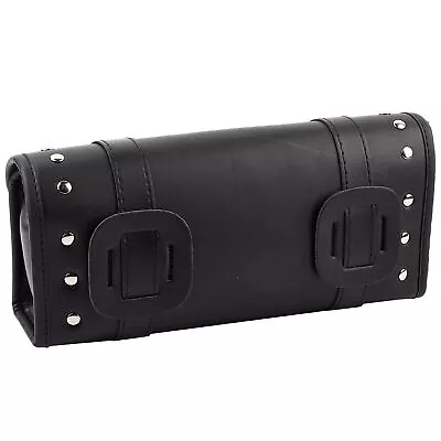 ・Black PU Leather Motorcycle Motorbike Front Rear Fork Tool Bag Handlebar Bags L • $17.86