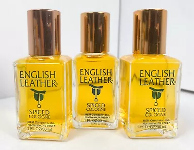 New (3) ENGLISH LEATHER SPICED Cologne By MEM 1 Fl Oz Each VINTAGE RARE ORIGINAL • $17.49