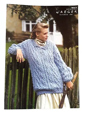 Jaeger Knitting Pattern 5815 Cable Sweater Size 32 - 38  Vintage Original • £4.40