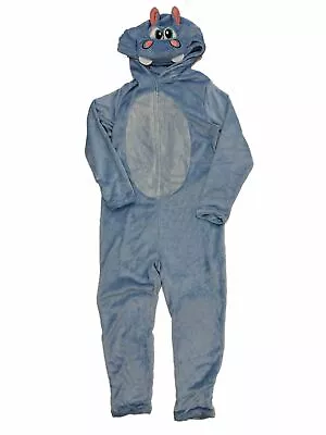 Mens Plush Blue Hippo Hoodie Union Suit Blanket Sleeper Hippopotamus Pajamas • $29.99