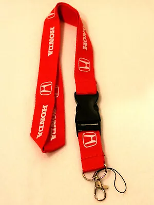 RED W/ WHITE FONT HONDA Lanyard Car Motorcycle Cell Phone Key Chain MADE IN USA • $7.95