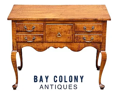 20th C Queen Anne Antique Style Tiger Maple Lowboy / Dressing Table • $2760