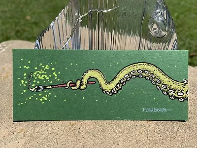 Marq Spusta Tentacle And Brush Screenprint Bookmark Green Shimmer Paper 2013 HTF • $95