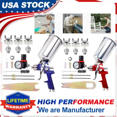 1.4/1.7/2.5MM HVLP Gravity Feed SPRAY GUN Kit Regulator Paint Primer Metal Flake • $45.99