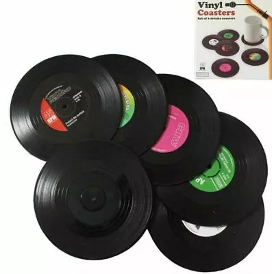 £5.99 • Buy Coasters 6 Vinyl Record Style Boxed Place Mats Bar Set Retro Vintage Discs