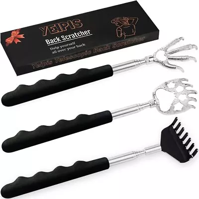 3 Pack Back Scratcher Metal Portable Telescoping Back Scratchers With Rubber • $9.59