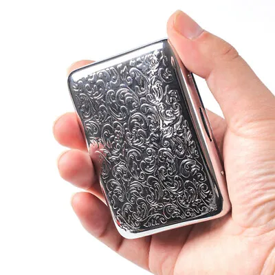 Classic Vintage Metal Flowers Double Sided Cigarette Case Portable Holder Etched • $18.82