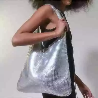 Nwt Urban Outfitters Women's Gaia Chainmail Shoulder Bag Tote Silver Mesh  $69. • $65