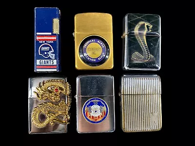 Lot Of 6 Vintage Lighters NY Giants Restaurants Inc Cobra Dragon • $34.99