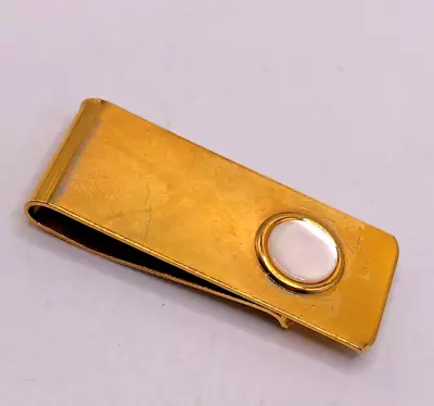 Vintage Gold Tone Mother Of Pearl Accent Tie Clip • $9.99